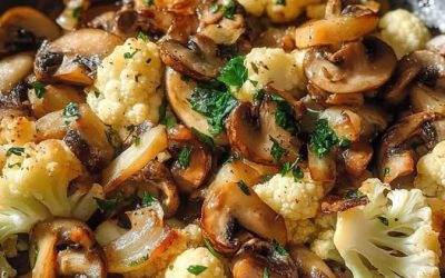 Cauliflower, mushroom and garlic roasted vegetables ready in 15 minutes!
