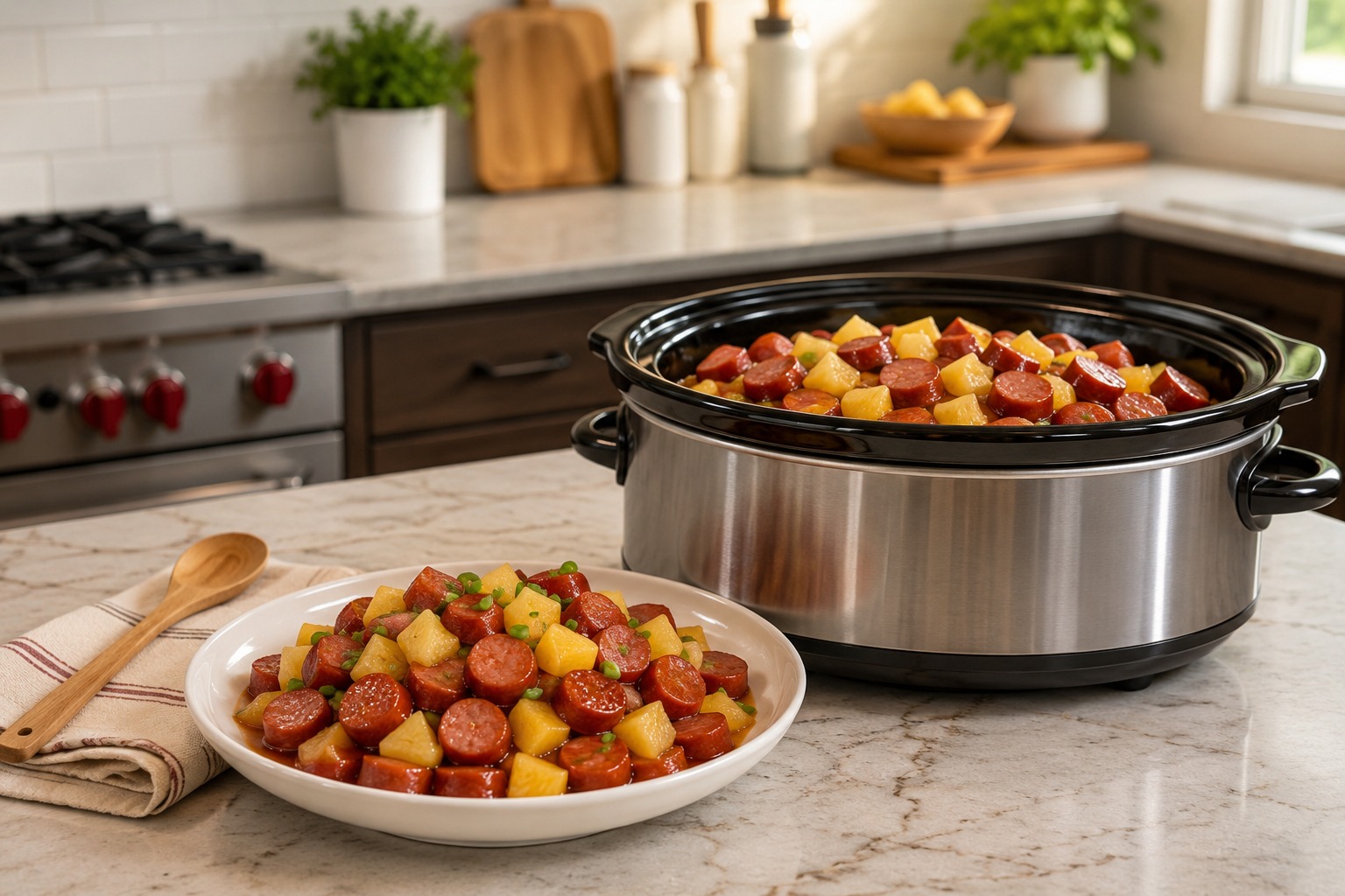 Sweet and Sour Kielbasa with Pineapple — Easy Homemade Recipe