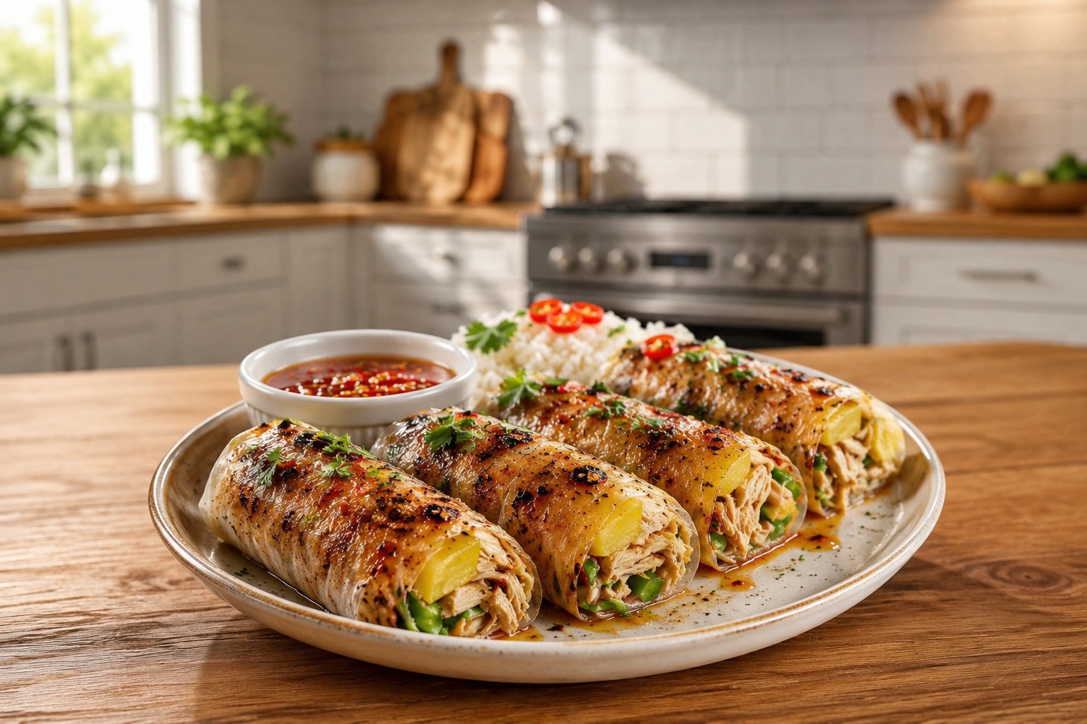Sticky-Sweet Pineapple Jalapeño Chicken Wraps 1