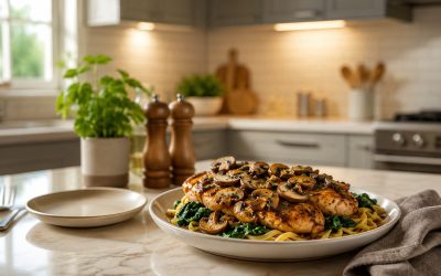 Savory Garlic Mushroom Chicken with Spinach — Easy Homemade Recipe