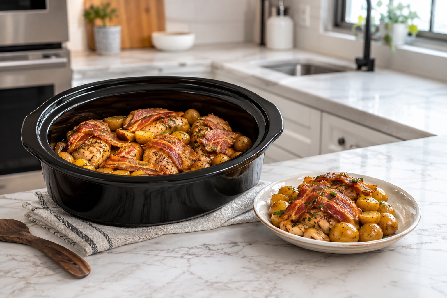 Bacon-Covered Chicken & Potatoes Slow Cooker Recipe