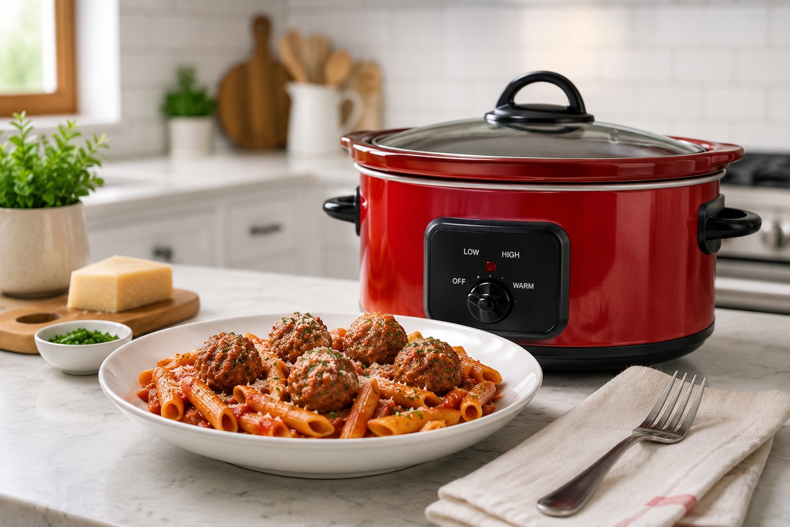 Slow Cooker Meatball Pasta — Easy Homemade Recipe