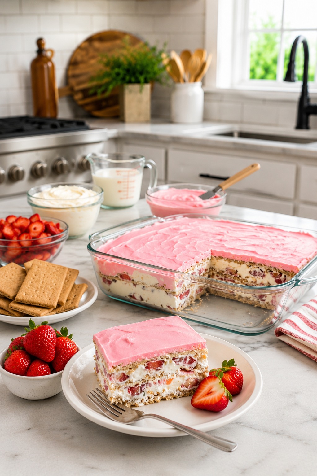 No-Bake Strawberry Eclair Cake — Easy Homemade Recipe