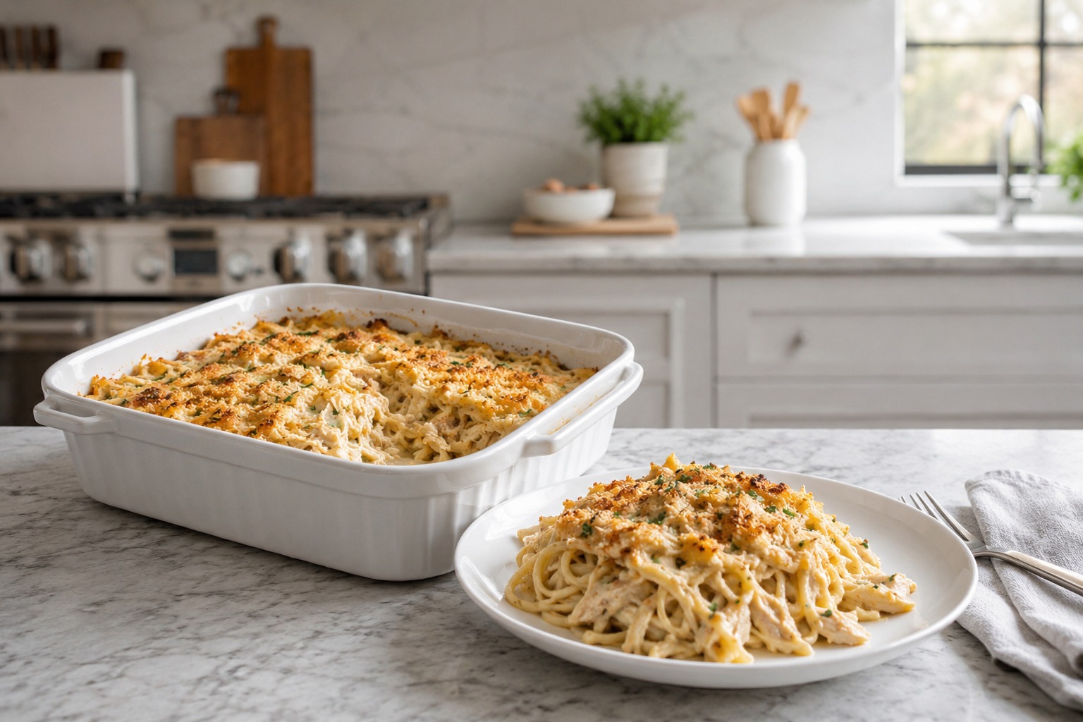 Oven Baked Chicken Tetrazzini — Easy Homemade Recipe