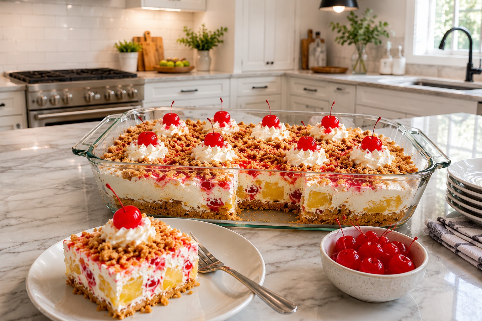 No-Bake Pineapple Cherry Delight Dessert — Easy Homemade Recipe
