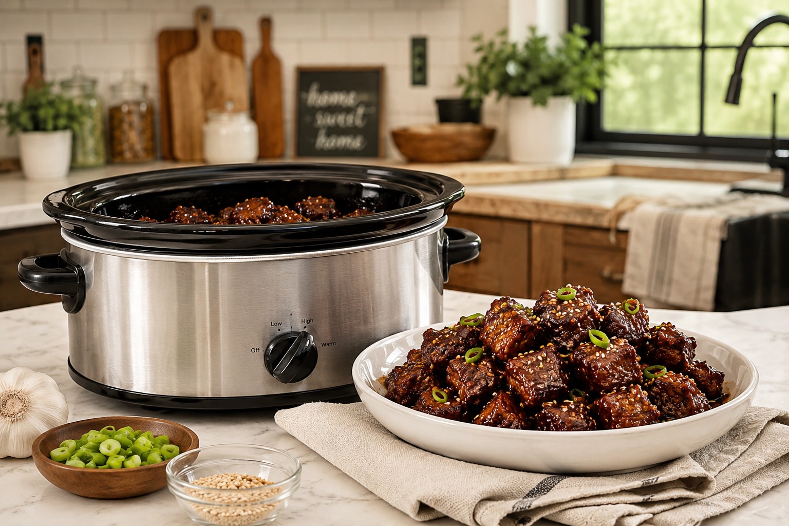 Slow Cooker Garlic Brown Sugar Beef Bites — Easy Homemade Recipe