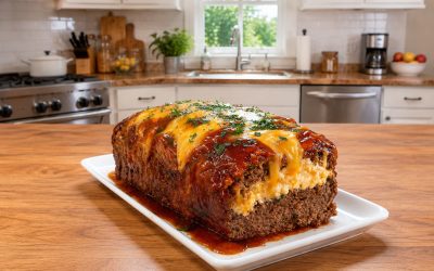 CHEESY STUFFED BBQ MEATLOAF — Easy Homemade Recipe