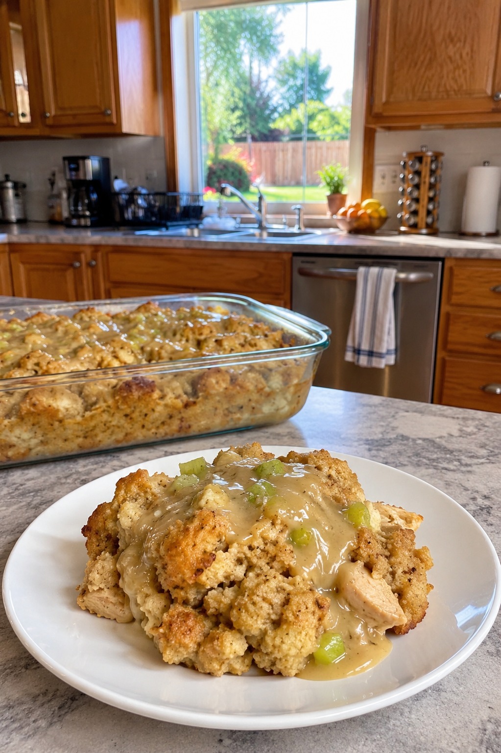 CHICKEN & DRESSING CASSEROLE — Easy Homemade Recipe