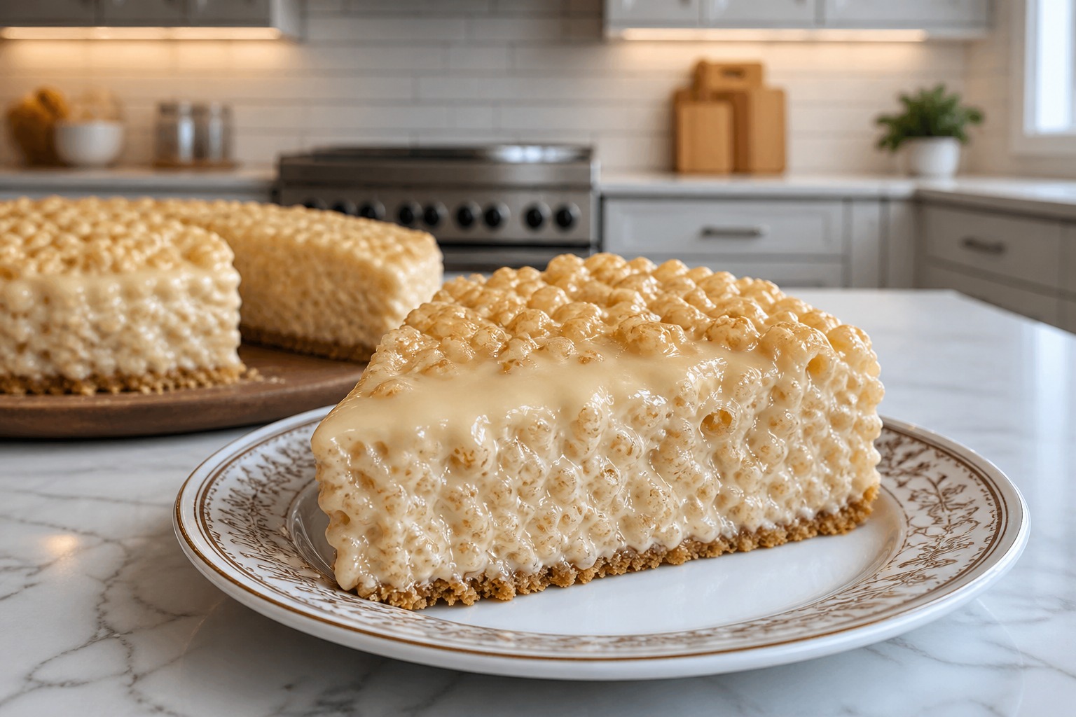 Rice Krispy Treat No-Bake Cheesecake — Easy Homemade Recipe