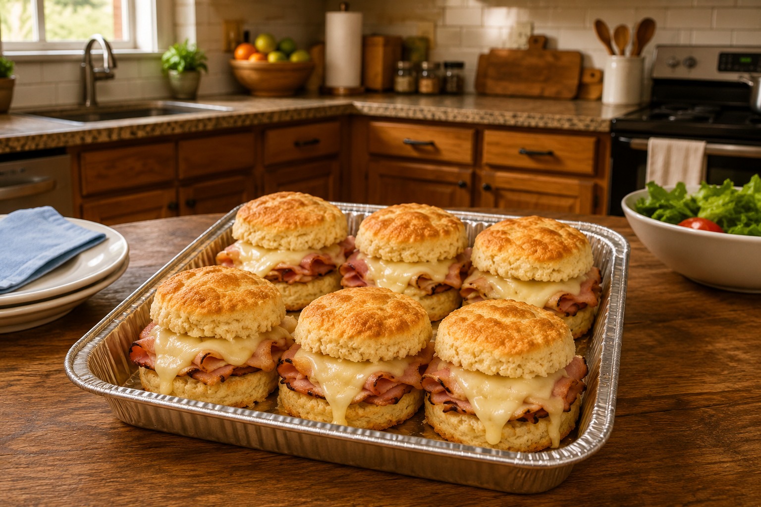 Oven-Baked Ham and Swiss Biscuit Sliders — Easy Homemade Recipe