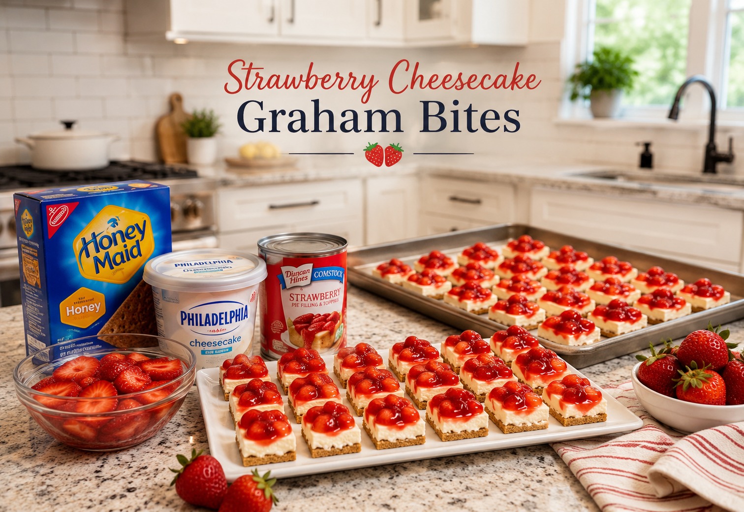 Strawberry Cheesecake Graham Bites — Easy Recipe