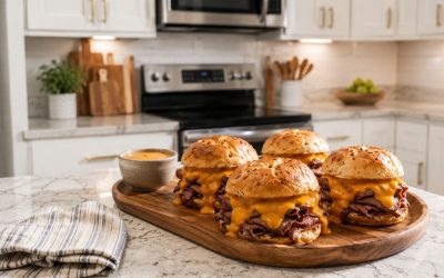 Hot Roast Beef Cheddar Sandwiches — Easy Homemade Recipe