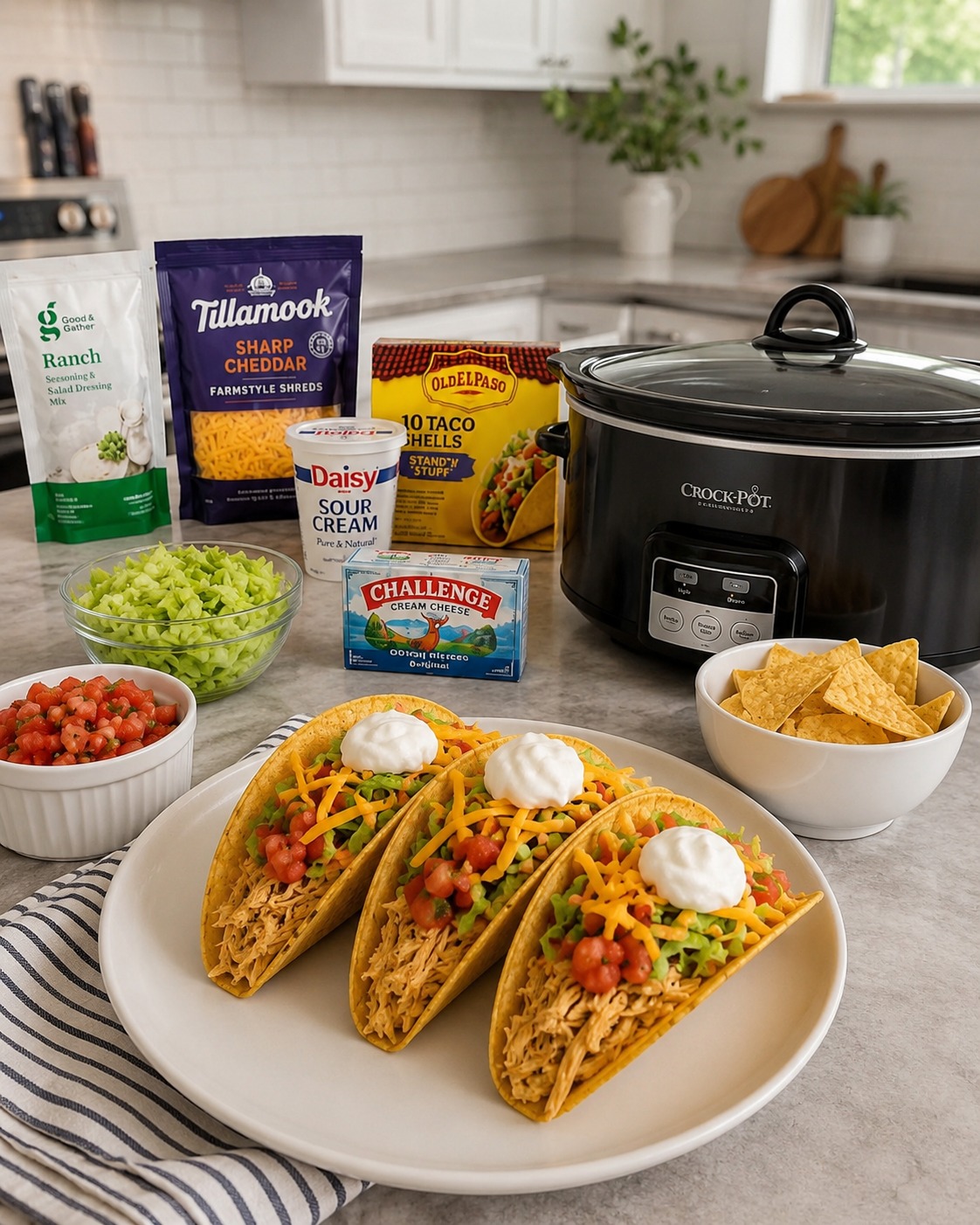 Slow Cooker Ranch Chicken Tacos — Easy Homemade Recipe