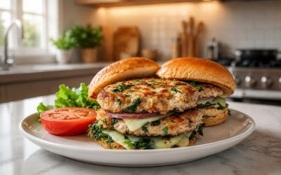 White Cheddar Spinach Chicken Burgers — Easy Homemade Recipe