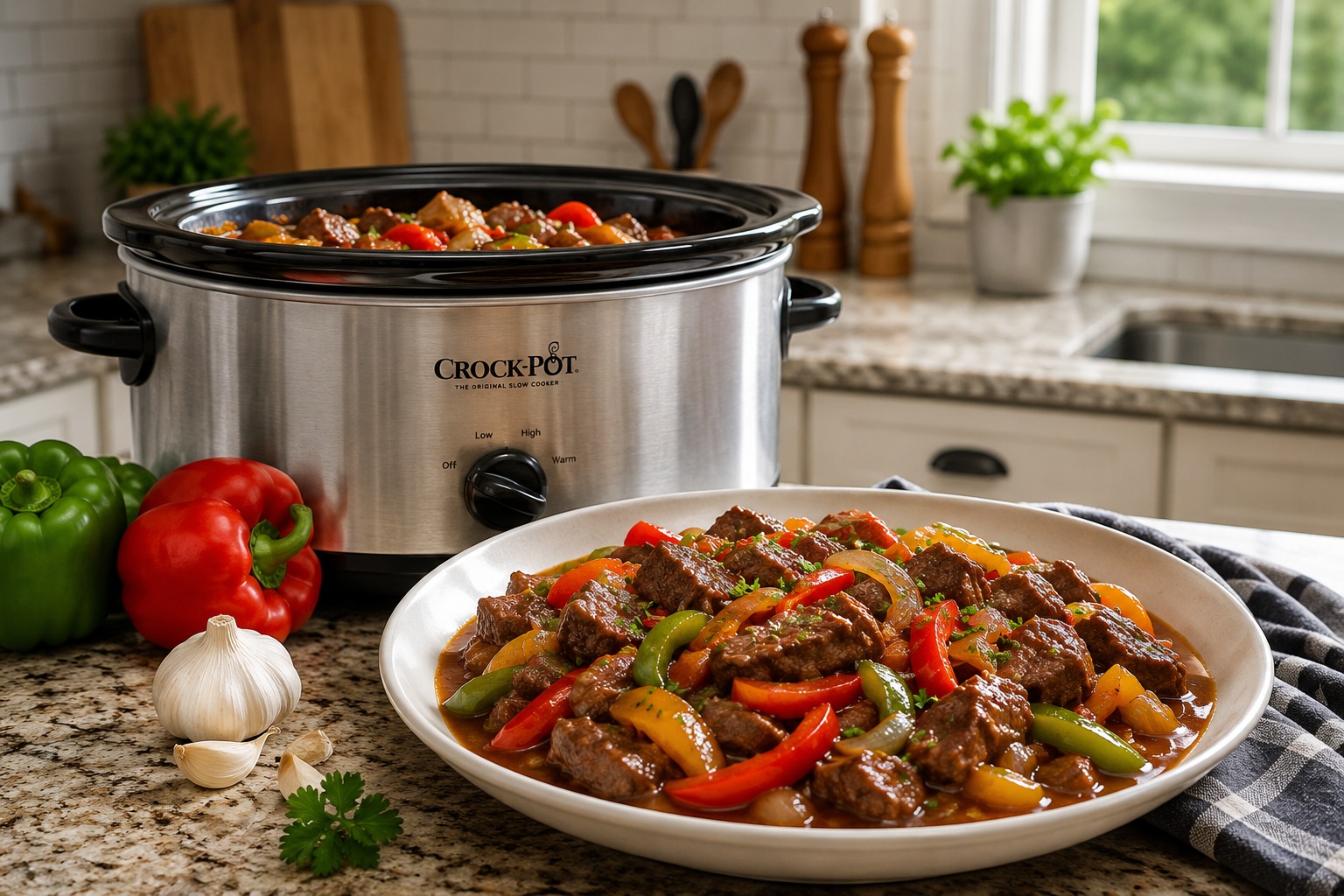 Slow Cooker Pepper Steak — Easy Homemade Recipe1